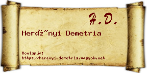 Herényi Demetria névjegykártya